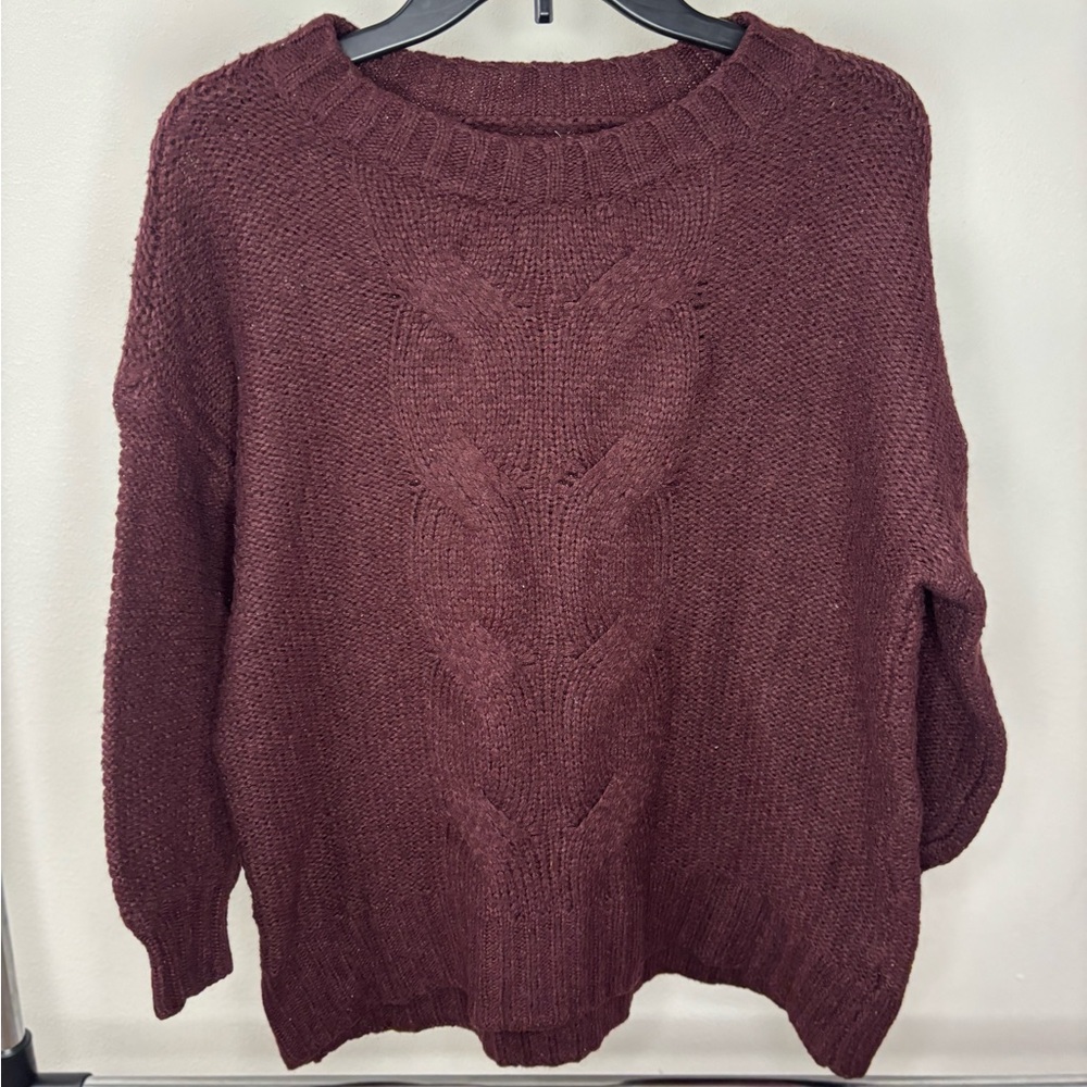 Aerie Maroon Cable Knit Women’s‎ Sweater Size Medium